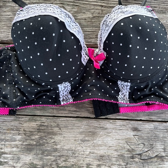 BLACK FUSHIA BLACK WHITE LACE PUSH UP BRA, adjustable straps 36C - Picture 4 of 6